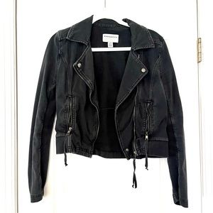 ANTHROPOLOGIE Marrekech Faded Black Motorcycle Jacket Size Small